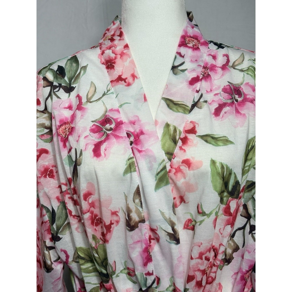 Show Me your MUMU Brie Pink Floral Short Robe Garden of Blooms One Size - Picture 2 of 9